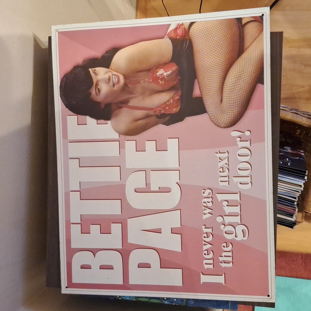 Bettie Page metal tin sign made in USA